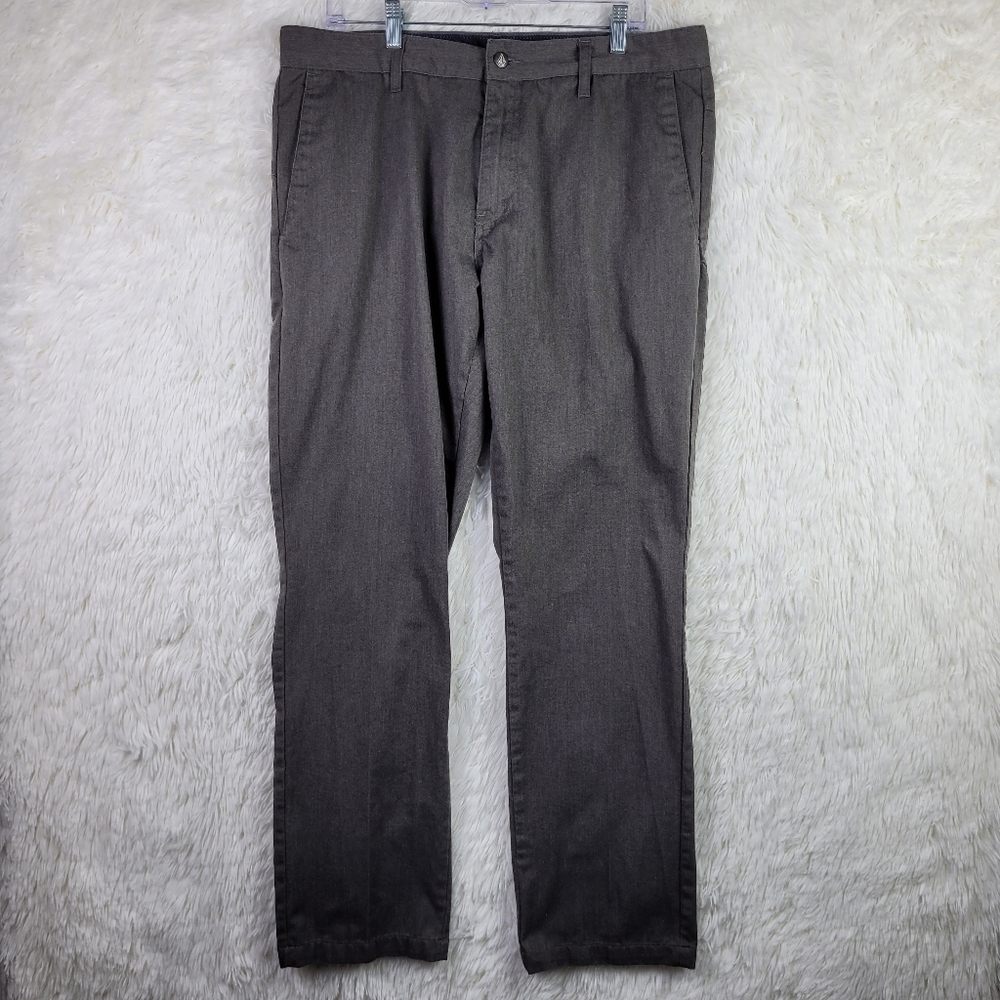 Volcom Frickin Modern Chino Mens Dark Gray Straight Leg Pants 36x32 Skater